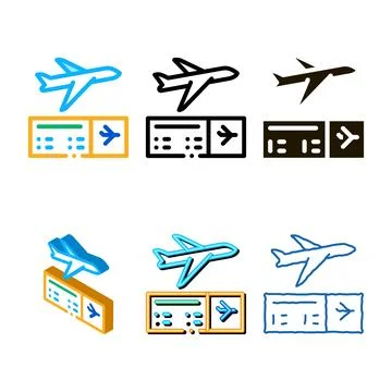 Airplane ticket clean icon vector outline Stock-Illustration