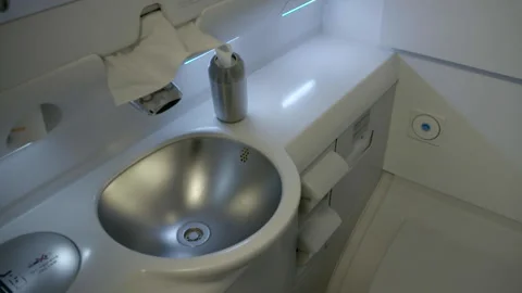 Airplane toilet Stock Footage 248034803