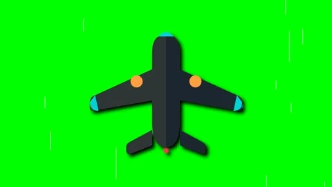 Airplane Top View Animation with Motion Lines on Green Screen Background 4K Video stock 345371607