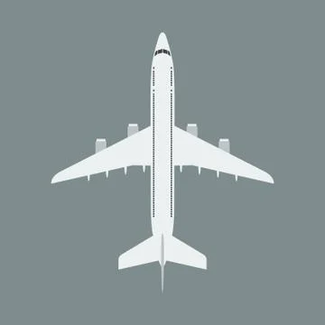 Airplane top view. Flat and solid color style design vector. Illustrazione stock