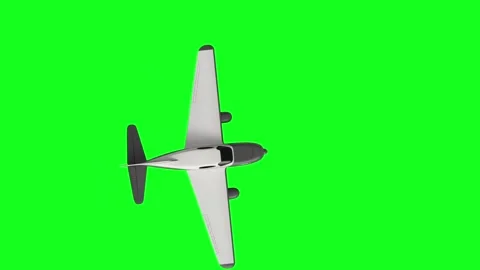 : Airplane Top View Turn Animation Green Screen | Overhead Aircraft Chroma Key O Stock Footage 341602941