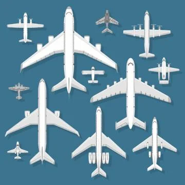 Airplane top view vector illustration. Stock Illustration
