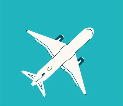 Airplane top view vector illustration background. Plane in simple modern style Stock Illustration