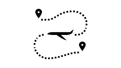 Airplane track map location glyph icon animation Stock Footage 326151532