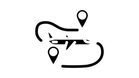 Airplane track map location glyph icon animation Stock Footage 326742070