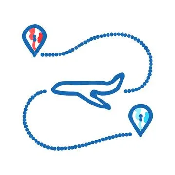 Airplane track map location icon doodle illustration Illustrazione stock