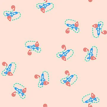 Airplane track map location vector seamless pattern Illustrazione stock