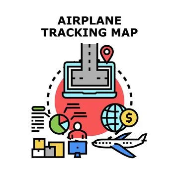 Airplane tracking map for global logistics and delivery Stock Illustration