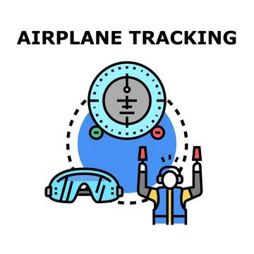 Airplane tracking system controlling vehicle movement concept Stock Illustration