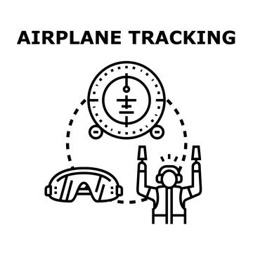 Airplane tracking system controlling vehicle movement concept Stock Illustration