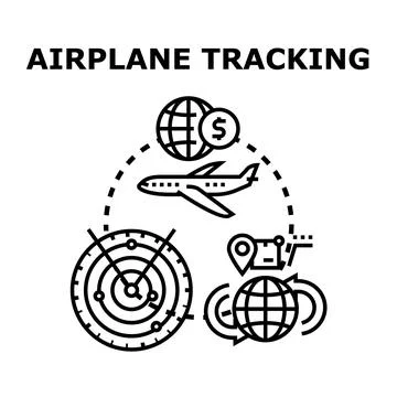 Airplane tracking system for global logistics monitoring Stock Illustration