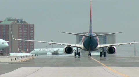 Airplane Traffic on the Ground Stock Footage 34497117