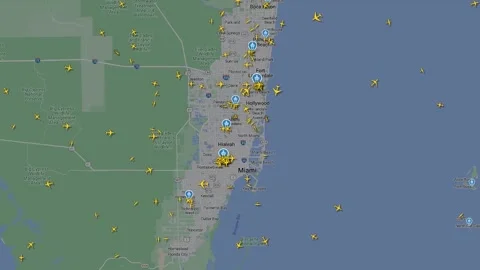 Airplane traffic in Miami Stock Footage 282309575