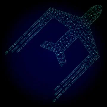 Airplane Trail Polygonal Frame Vector Mesh with Fast Motion Effect Illustrazione stock