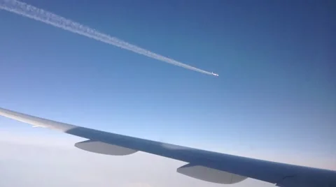 Airplane Trailing Another Airplane Stock Footage 46311911