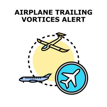 Airplane trailing vortices alert system danger warning Stock Illustration