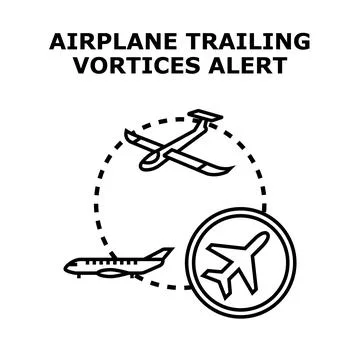 Airplane trailing vortices alert system danger warning Stock Illustration