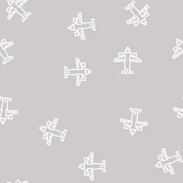 Airplane transport line vector seamless pattern Illustrazione stock