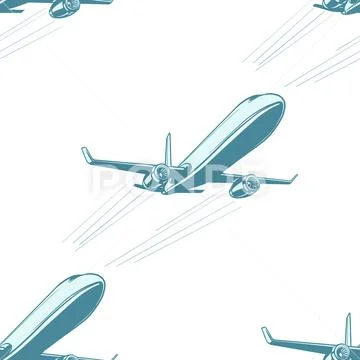 Airplane transport seamless pattern Stock Illustration