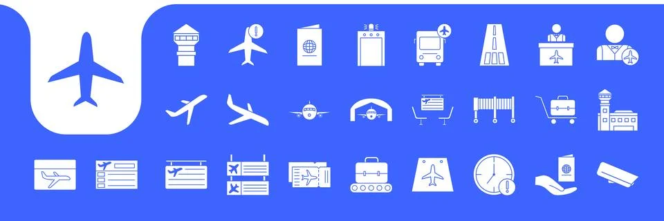 Airplane transportation flat icon vector designs Stock Illustration