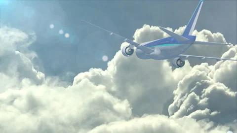 Airplane travel flying in the cloud sky animation Stock Footage 150138863