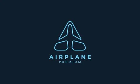 Airplane with triangle line rounded logo icon illustration design Stock Illustration