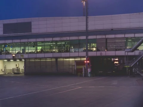 Airplane trip from terminal and takeoff Stock Footage 80305916