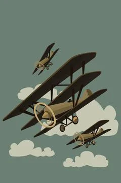 Airplane triplane and biplane vector illustration in retro style Stock Illustration