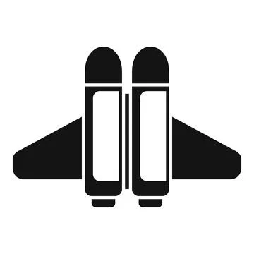 Airplane with two engines is taking off icon, simple style Stock Illustration