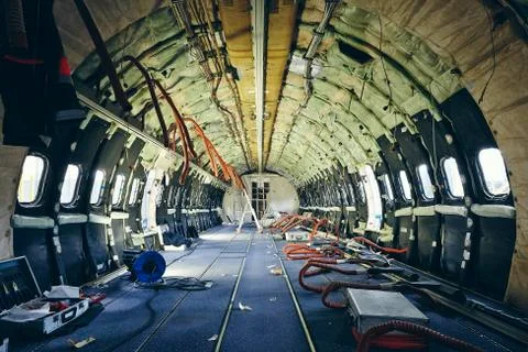 Airplane under heavy maintenance Stock Photos