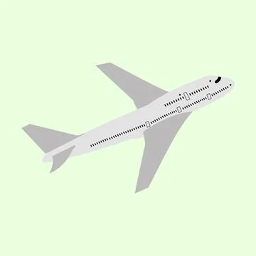 Airplane vector illustration in flat design. Airplane isolated on green Stock Illustration