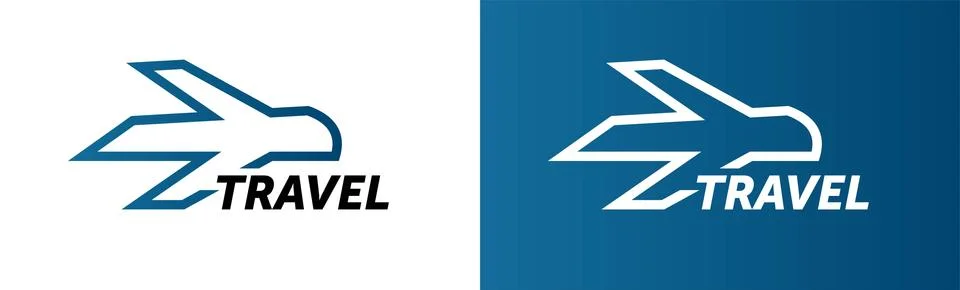 Airplane - vector logo template concept illustration. Minimal classic style Stock Illustration