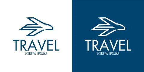 Airplane - vector logo template concept illustration. Minimal classic style Stock Illustration