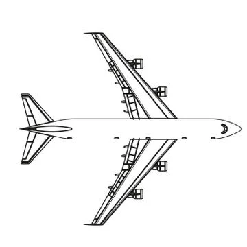 Airplane vector outline icon plane illustration flat isolated line thin air a 库存插图