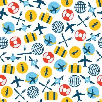 Airplane vector seamless pattern Stock Illustration