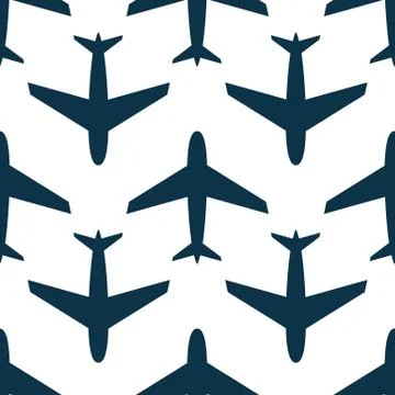 Airplane, vector seamless pattern Stock Illustration