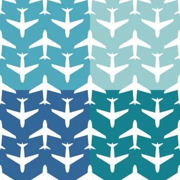 Airplane, vector seamless pattern Stock Illustration