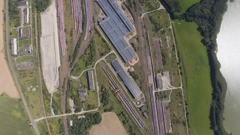 Airplane View of freight yard Mukran Stock Footage 248962329