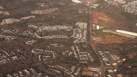 Airplane view of Shops and Suburbs Stock Footage 46491379