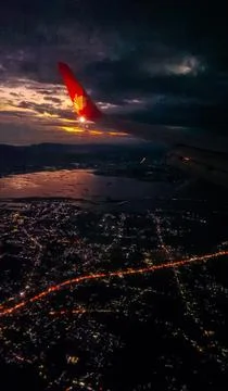 Airplane View Sunset Foto stock