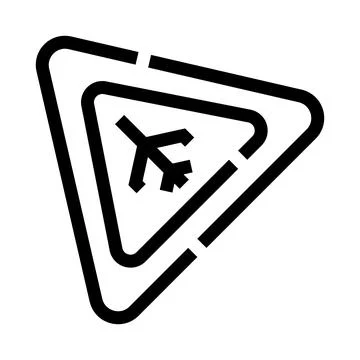 Airplane warning sign indicating low flying aircraft Illustrazione stock