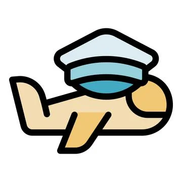 Airplane wearing pilot hat flying through sky 스톡 일러스트