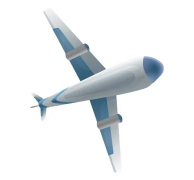 Airplane on white background. Airliner in bottom view. Vector realistic aircraft Stock Illustration