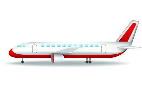 Airplane on white background, side angle view Ilustración de archivo
