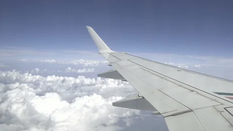Airplane White Wing Stock-Footage 96162995