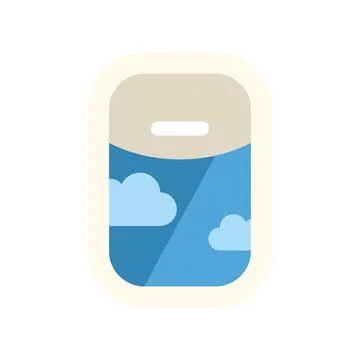 Airplane window with clouds flat travel icon Illustrazione stock