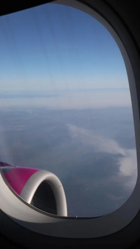 Airplane window engine view Stock Footage 330903692