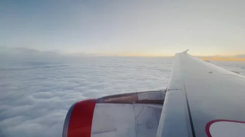 Airplane window frame, cabin view, passenger seat 動画素材 321287869