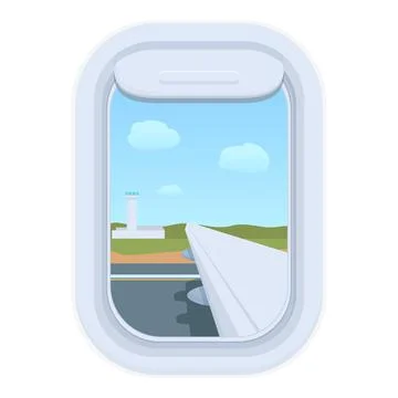 Airplane window icon cartoon vector. Air travel sky Stock Illustration