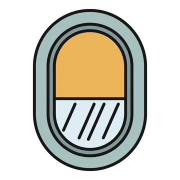 Airplane window icon representing air travel and flight Stock Illustration